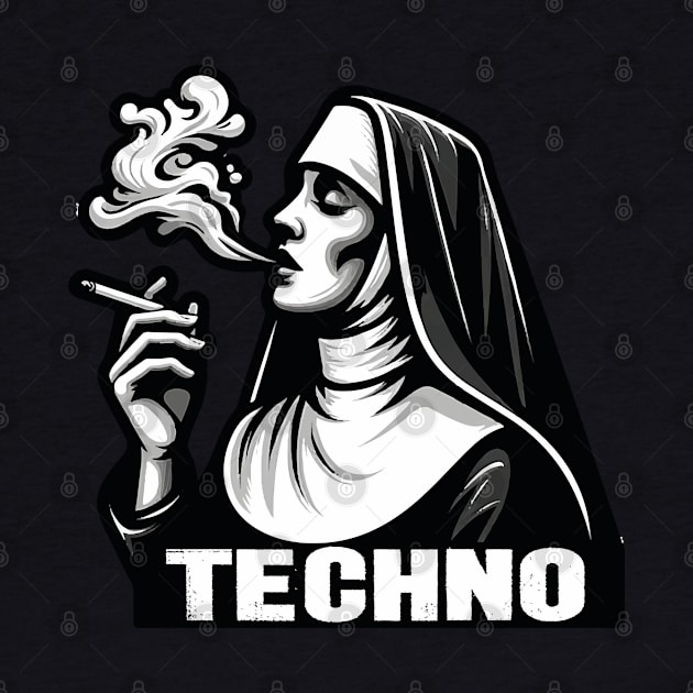 Renaissance Beats: Smoking Nun Techno Tee by Skull Riffs & Zombie Threads